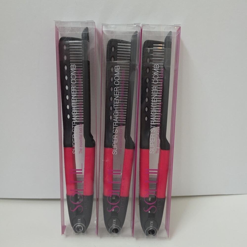 Set Of 3 Soleil Super Straightener Comb The Essential Tool For Straightening
